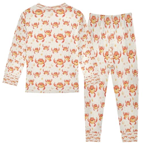 Pajama Sets Long Sleeve Cute Crab Pattern Print Soft Comfy Sleepwear 2 Piece PJS 3-8T3