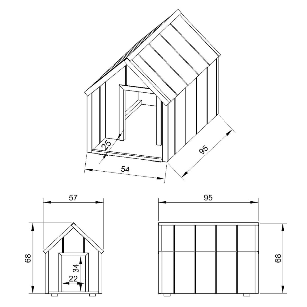 Cuccia per cani in legno LP SmartSide - Cuccia in legno da esterno per cani di taglia media, 57 x 95 x H68 cm, Taglia M - TIMBELA M971-1