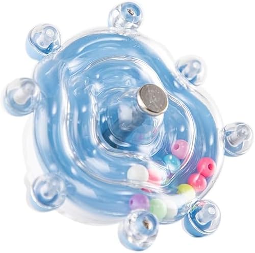LANCI Spinning Parrot Cage Toy, Interactive Foraging Toy with Rolling Colour Beads, PP Plastic, 8cm, for Budgie, Parakeet & Cockatiel