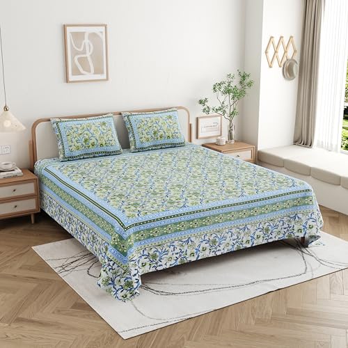 Image of Skin Friendly bedsheet Double Size Bed Cotton bedsheets for Double Size Bed, 1 Double Size bedsheet Cotton with Pillow Cover Set of 2 | 240 TC Soft Bed Sheet Double Size