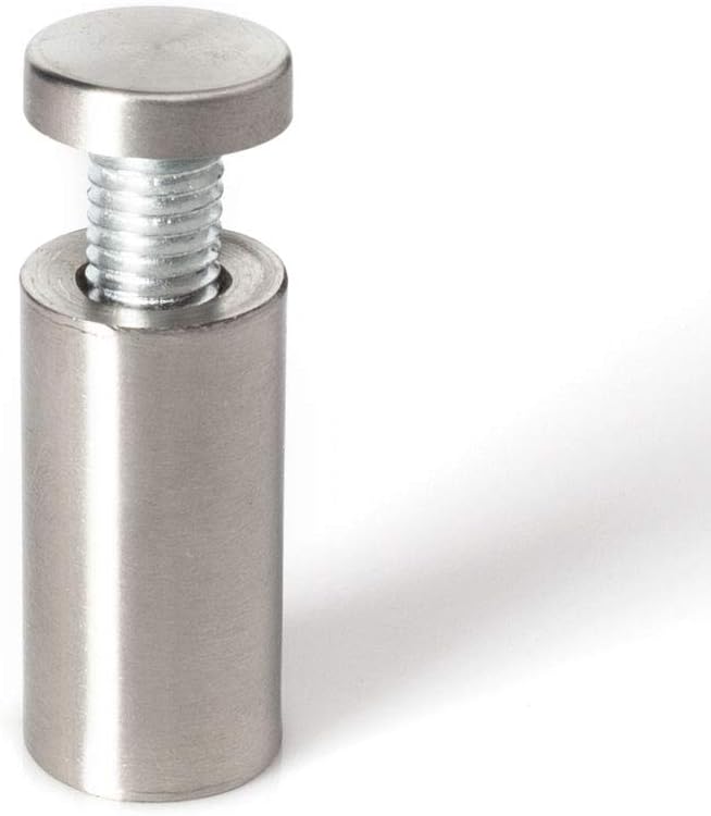 Stainless Steel Standoff 3/4 Inch Diameter x 1-1/2 Inch Barrel Length Brushed Finish for PVC, Glass and Acrylic Sign Stand Off Wall Anchors and Screws 20 Piece Store/Restaurant Pack