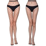Auftl Fishnet Stockings for Women, High Waist Tights Fishnet Stockings, Black Thigh High Pantyhose, One Size Fit All, 2 Pcs