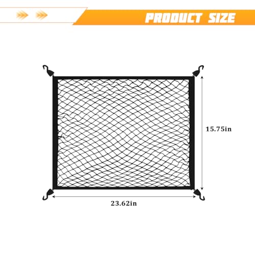 Norkmdi Car Cargo Net, 23.62\" × 15.75\" Adjustable Elastic Vehicle Trunk Cargo Storage Net with Hooks, Stretchable Mesh Automotive Trunk Organizers, Universal for SUV Motorhome Pickup - Thumbnail 2