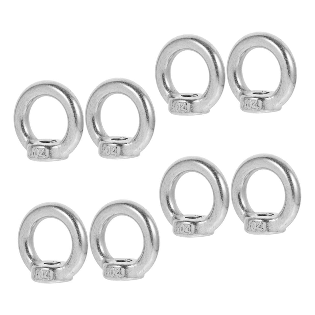 8pcs M8 Stainless Steel Lifting Eye Nut Marine Threaded Ring Shape Fastener for Outdoor Equipment Suspension and Rescue Use
