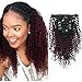 ABH AmazingBeauty Hair Ombre Clip in Human Hair Extensions Kinky Curly 3C 4A Double Weft Human Hair for African American Black Women, Natural Black Fading into Cherry Wine Two Tone TN-99J, 18 Inch