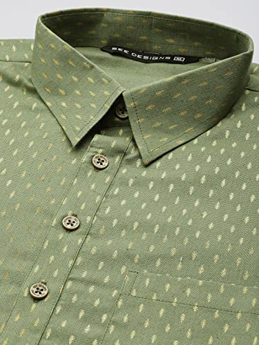 See Designs Men's Olive Regular Pure Cotton Pathani Printed Men's Kurta - Sdpkt_1146Xl