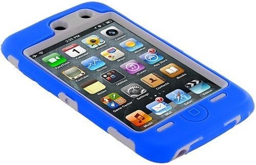 White Hard / Blue Skin Hybrid Case Cover compatible with Apple iPod Touch 4G, 4th Generation, 4th Gen 8GB / 32GB / 64GB