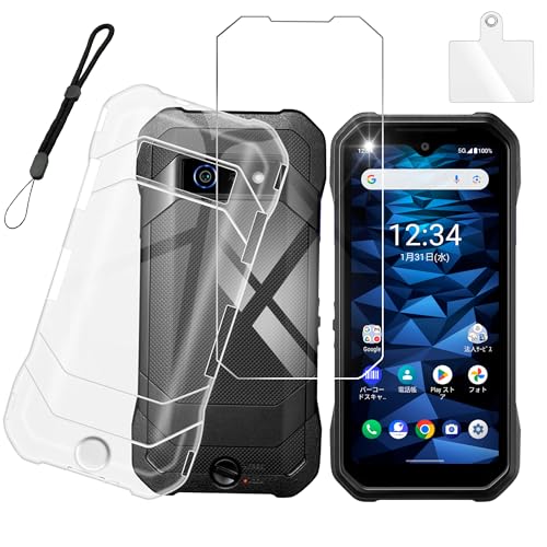 houge �y �P�[�X + 1�� �K���X�t�B���� �z ���Z�� kyocera DuraForce EX KC-S703 �p�� �P�[�X �J�o�[ �N���A �\�t�g �o���p�[ �V�F�� �X�}�z�P�[�X + KY-51D KC-S603 A301KC �p �t�B���� �ی�