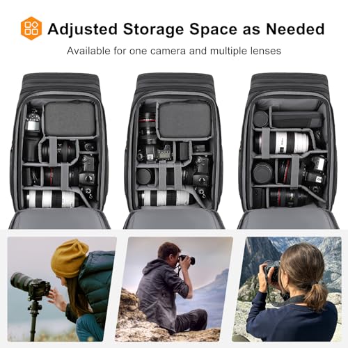 Mochila para cámara fotografía DSLR impermeable negra miniatura 2