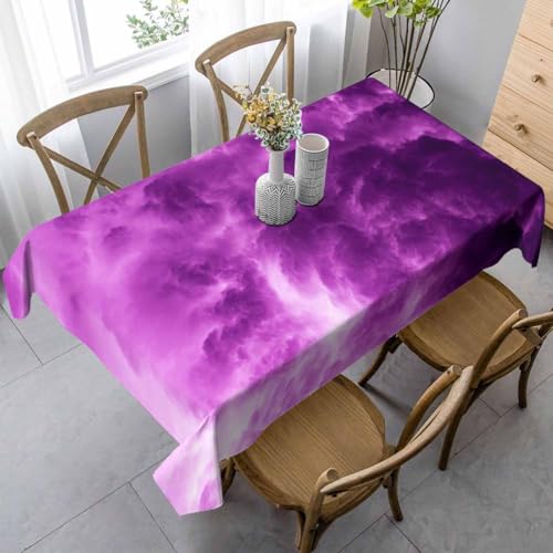 LoLo UoUo Dramatic Purple Clouds Table Cloth for Rectangle Table Thunderstorm in Rainy Weather Kitchen Table Cover Decorations for Home Dinner Party Outdoors Picnic 60x84 Inch