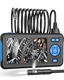 Dual Lens Industrial Endoscope, 1080P Digital Borescope Inspection Camera, 8.0mm IP67 Waterproof, with 4.3' LCD Screen Display, 8 LED Lights,16.5FT Semi-Rigid Cable Blue