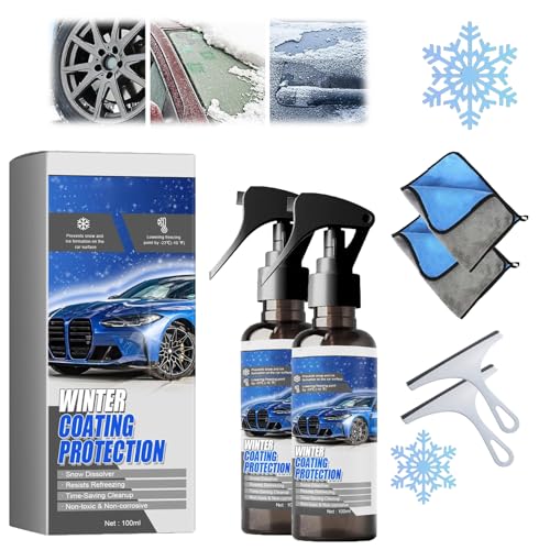 JKGM Car Windshield Snow Melting Coating Spray, Deicer Spray for Car Windshield, Cars Windshields Defroster, Quickly Snow Melting, for All Cars (2PCS)