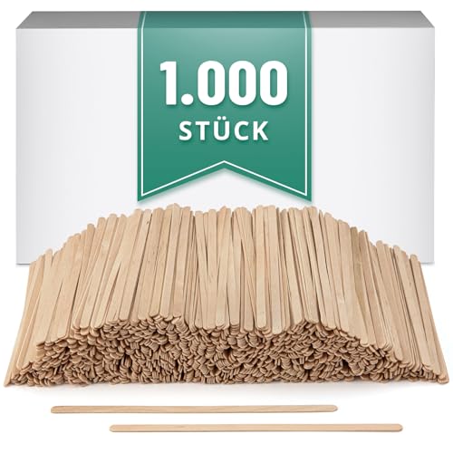 1000 Rührstäbchen aus Holz 14 cm Einweg Holzstäbchen aus Birkenholz Lebensmittelecht & Kompostierbar Für Kaffee Tee Heiß- & Kaltgetränke Kaffeebar Zubehör Großpackung