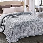 Whale Flotilla Flannel Fleece Double Size Blanket for Bed, 150x200 CM Soft Fluffy Velvet Bed Blanket with Decorative Vintage Pattern for All Season, Warm and Lightweight, Silver Grey