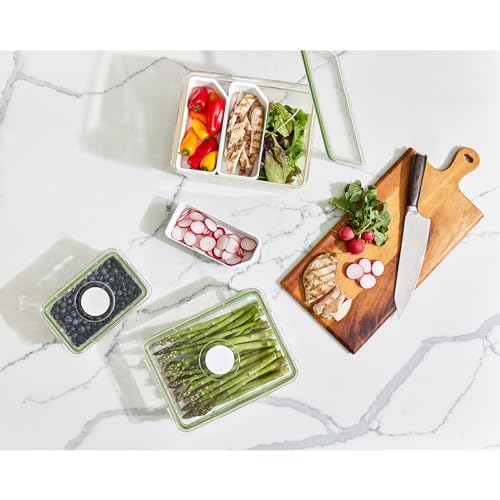 InterDesign IDESIGN Large Tall Produce Storage Bin with 3 Movable Dividers, The Fresh Collection – 7.85” L x 10.5” W x 6” H, Clear Bin