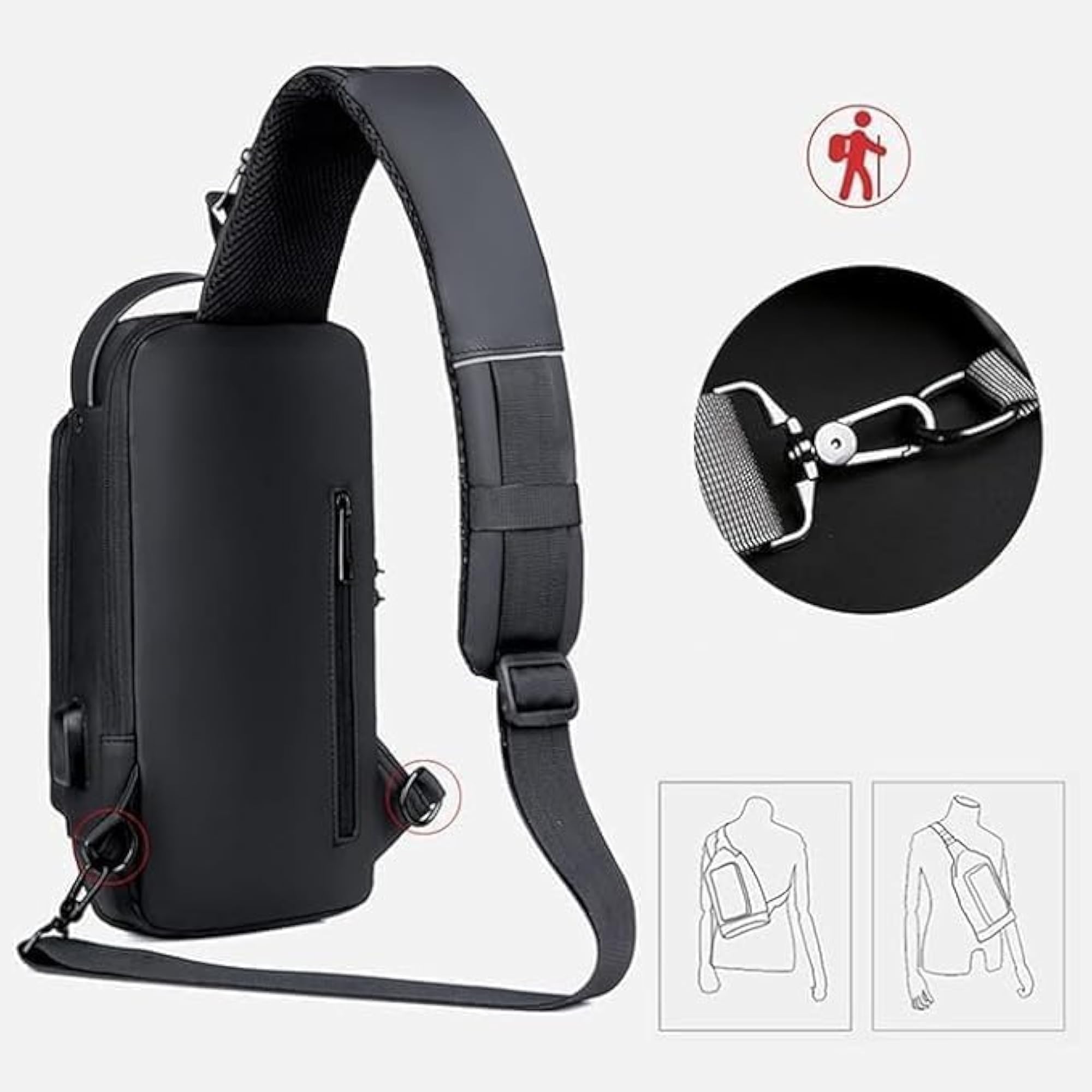 Anti Theft Sling Bag with USB Charging Port