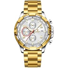 Poedagar Trendy Mens Watch Luminous Waterproof Stainless Steel Fashion Business Classic Male Watch Chronograph Date Sports Quartz Watches for Men