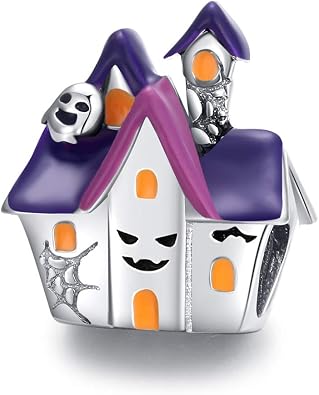 925 Sterling Silver Pumpkin, Witch, Ghost, Skull, Halloween, Anniversary Charm for Pandora Charm Bracelet Haunted House