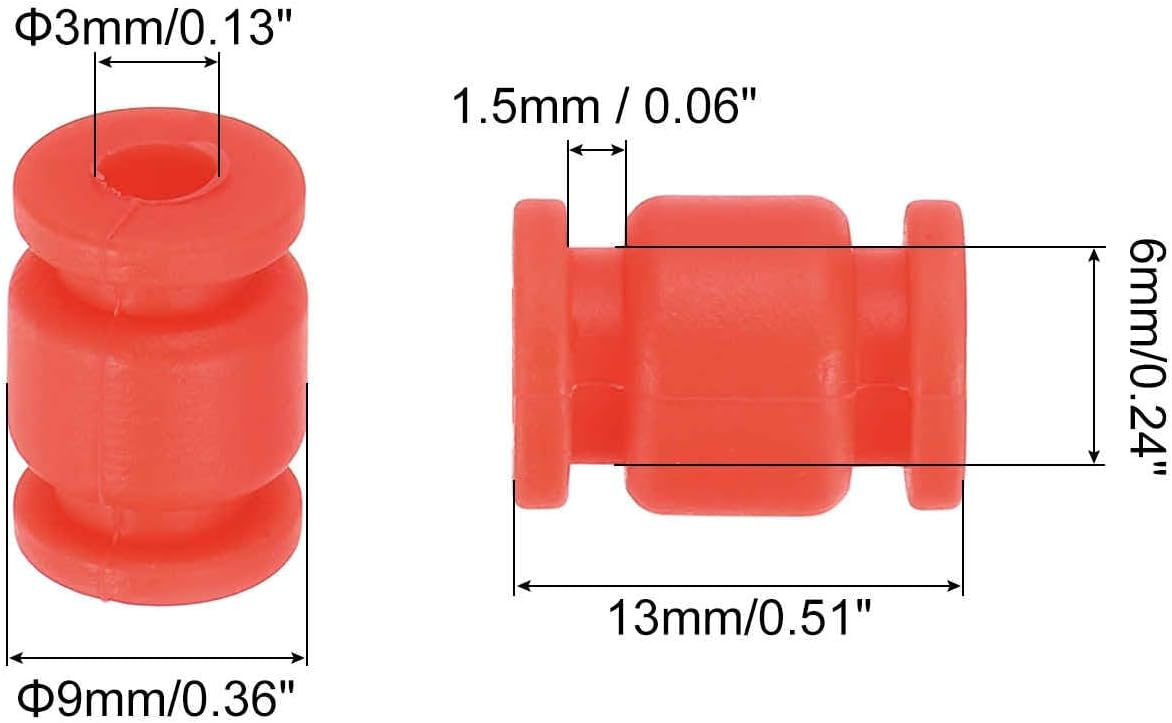 MECCANIXITY Anti-Vibration Shock Absorption Damping Rubber Balls M3x13mm for RC Quadcopter FPV Gimbal Camera Mount, Red/Pack of 12