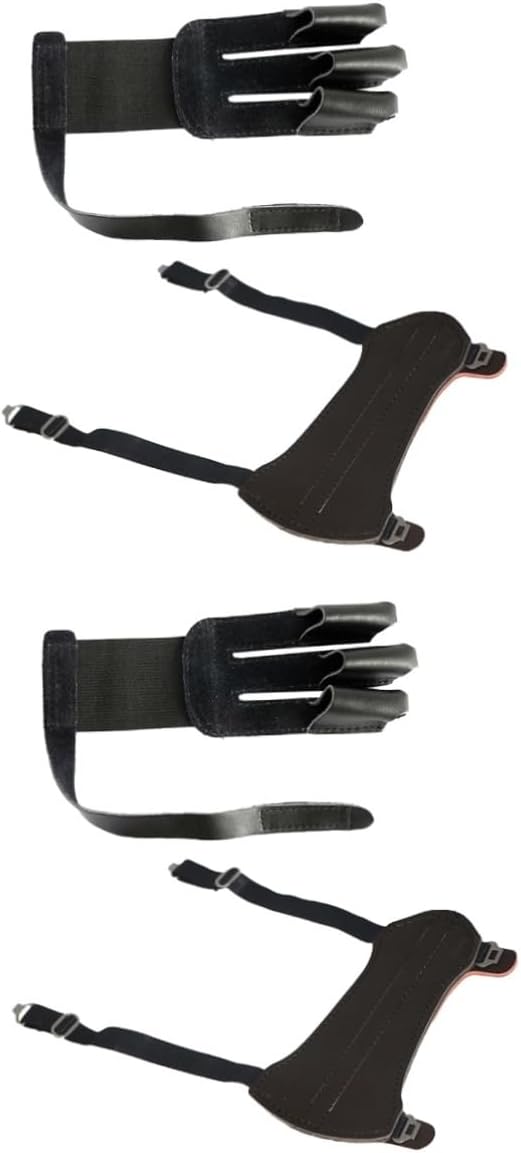 VANZACK 2pcs Finger Protectors for Archery Men Hunting Gloves Arm Protector Guard Wrist Strap Recurve Glove Pad Design Black