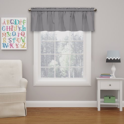 Eclipse Microfiber Valance Curtain For Windows, Solid, Rod Pocket For Kitchen, Living Room, Bedroom, And Bathroom, Single Panel, 42 X 18 In, Gray #TOP23