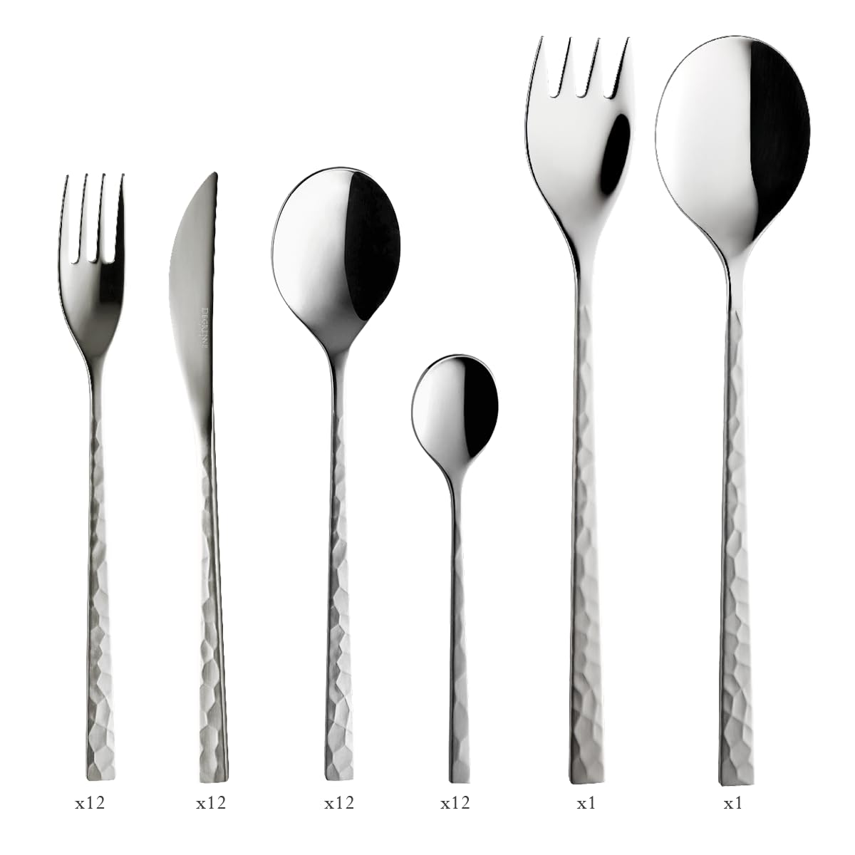 Guy Degrenne Fuse Martelé Ménagère 50 Couverts Inox 18/10