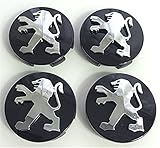Envío en 24 horas. 4 x Peugeot 60 mm Buje tapas Buje Tapa Tapacubos Llanta Tapa Negro Cromo