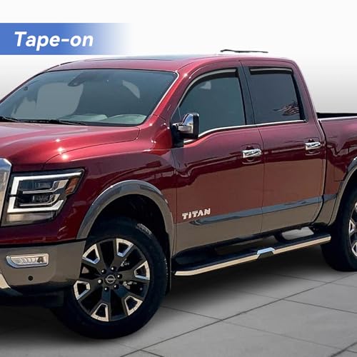 Image of Window Visors Rain Guards for 2017-2024 Nissan Titan & 2016-2024 Nissan Titan XD Crew Cab, Out-Channel Window Vent Wind Deflectors Visors Shades