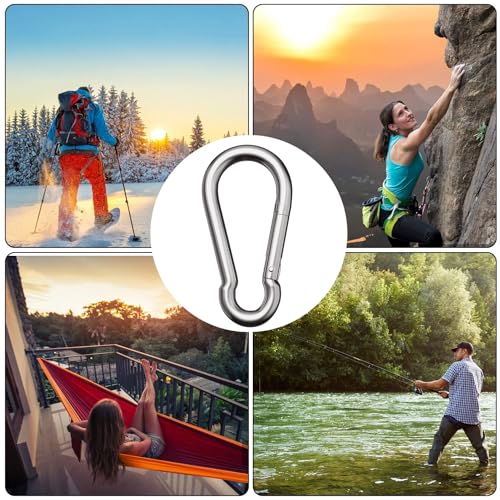 Karabinerhaken Edelstahl Karabiner Verzinkt Schlüsselanhänger Haken Schnapphaken belastbar bis 150kg 80mm xφ8mm (4 Stück)