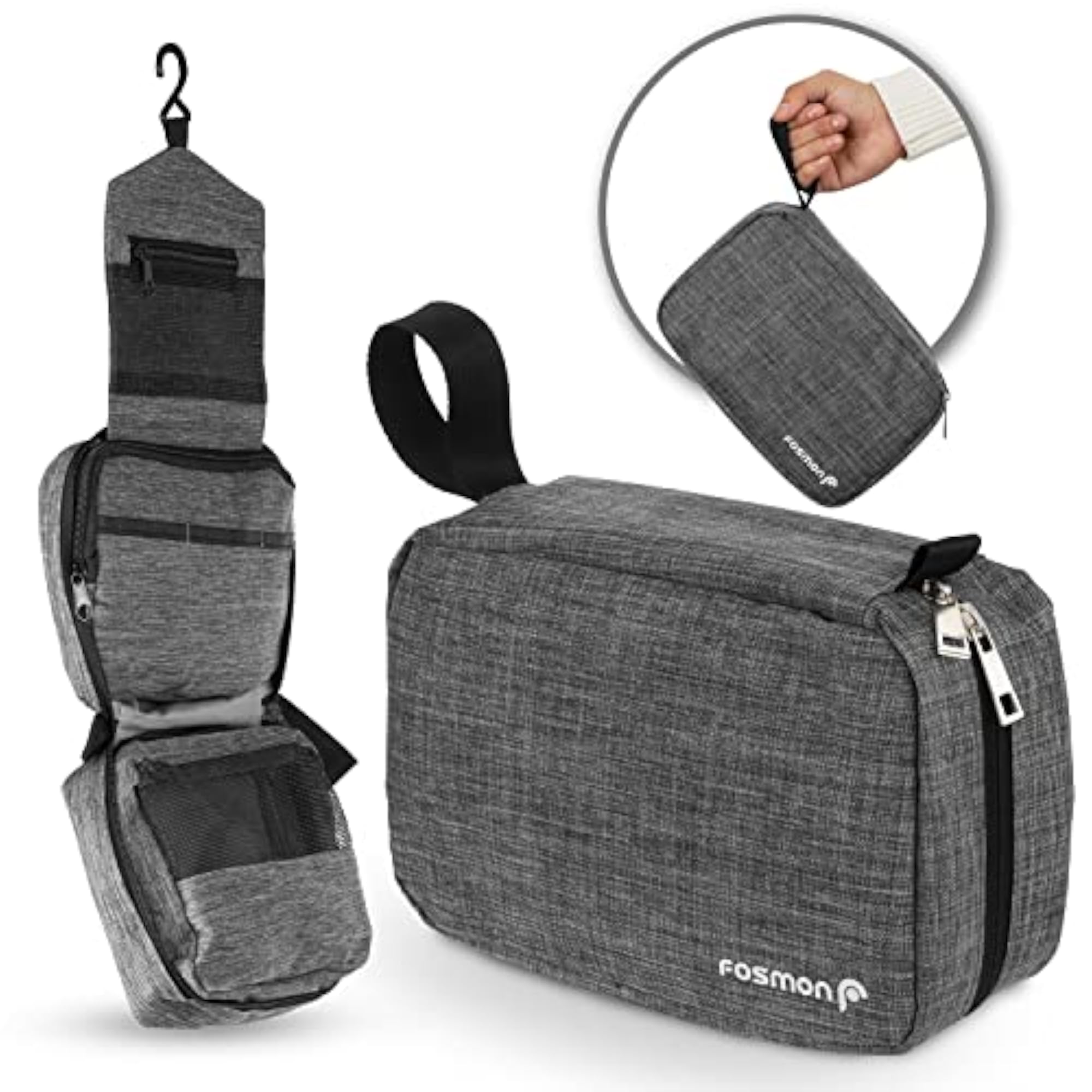 Portable Hanging Toiletry Travel Organizer Bag with 3 Pouches
