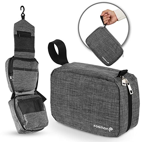 Image of Fosmon Hanging Toiletry Bag for Travel, Compact Toiletries Organizer, Gray