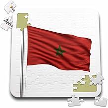 3dRose Flag of Morocco on a Flag Pole Over White Moroccan - Puzzle, 10 by 10-inch pzl_157223_2
