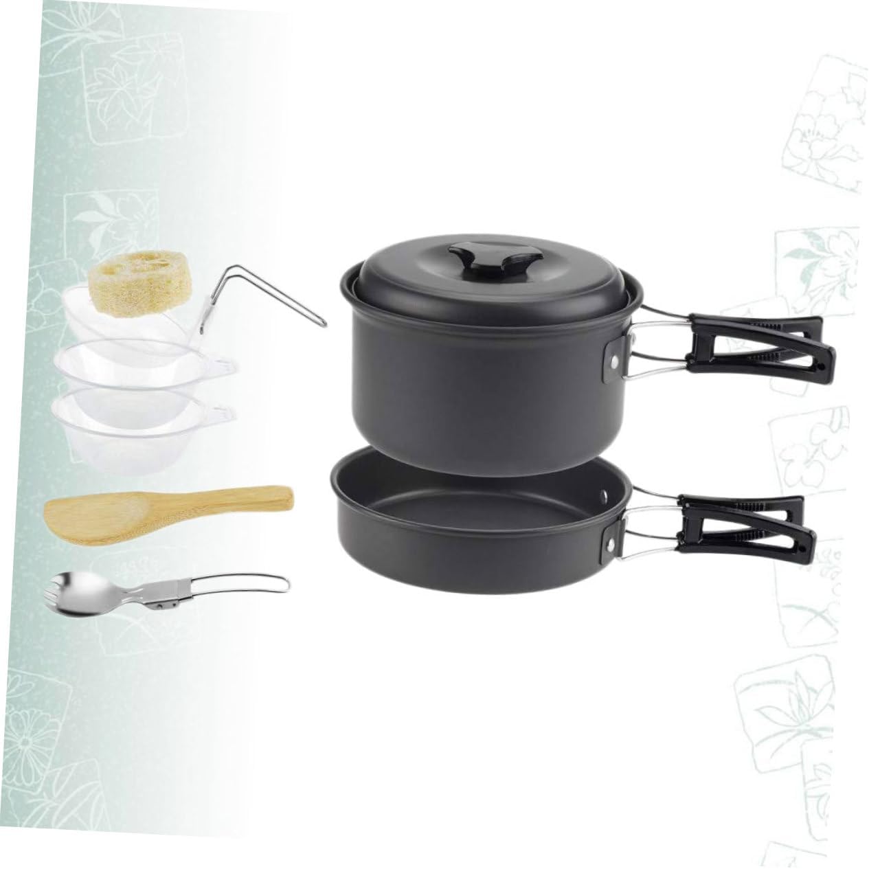 Camping Cookware Portable Pot BBQ Cutlery Outdoor Cooking Equipment for People