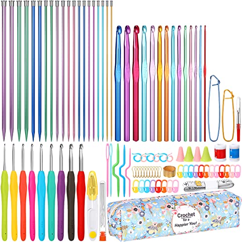 Jexine 124-Piece Complete Knitting and Crochet Starter Kit #TOP27