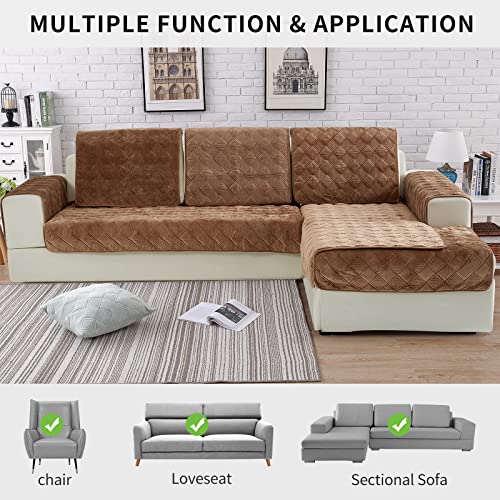 Deep Dream Couch Cover, Sectional Couch Covers, Sofa Covers for 3 Cushion Couch, Couch Cover for Dogs Pets Recliner Loveseat L Shaped, Anti-Slip Sofa Covers 36 x 47 Inch - Light Coffee(Only 1 Piece)