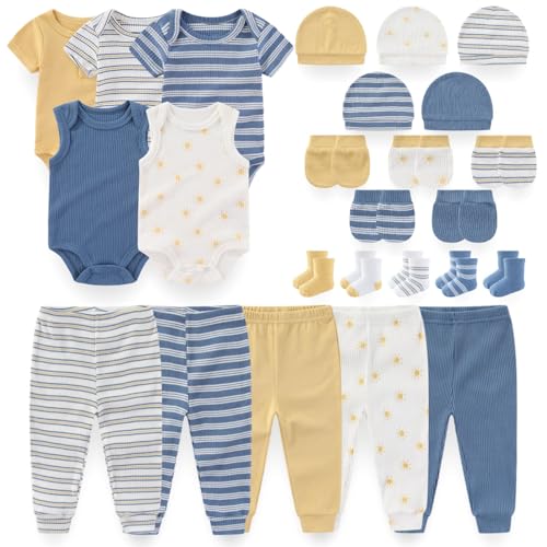 Kiddiezoom Newborn Baby Layette Essentials Giftset Clothing Set Short-Sleeve Bodysuit And Long Pants
