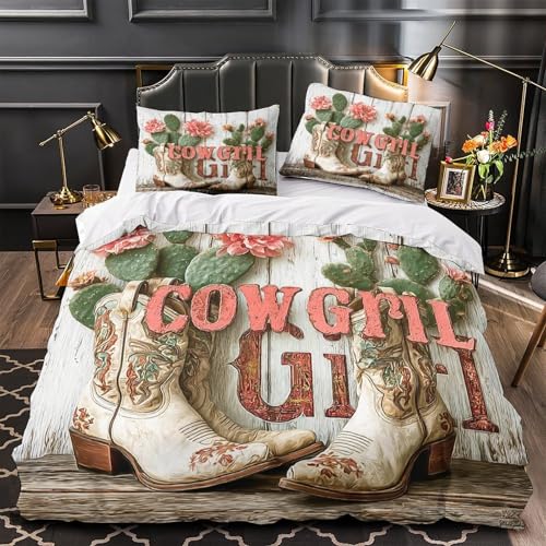 Parure de lit bottes de cow-girl housse de couette 140x200 cm microfibre légère