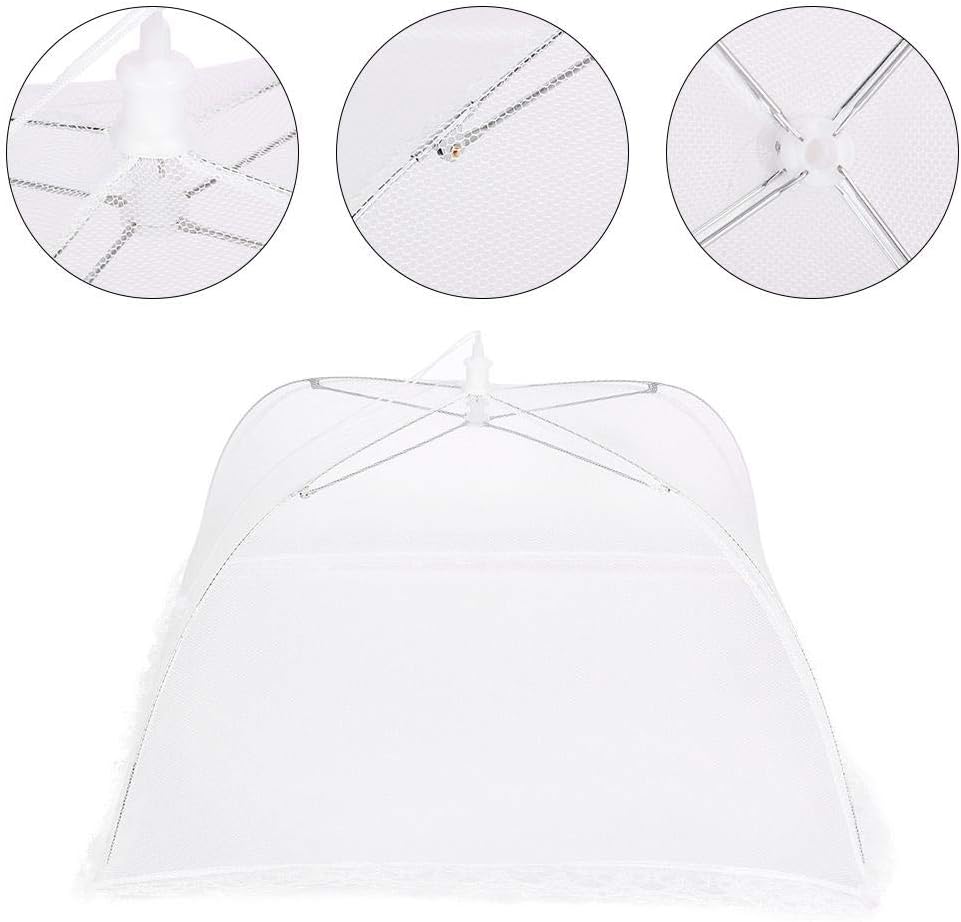 Fdit 2pcs Portable Food Umbrella Household Mesh Screen Food Cover Tent Umbrella Foldable Food Meal Cover for Outdoors Screen Tents Parties Picnics image 2