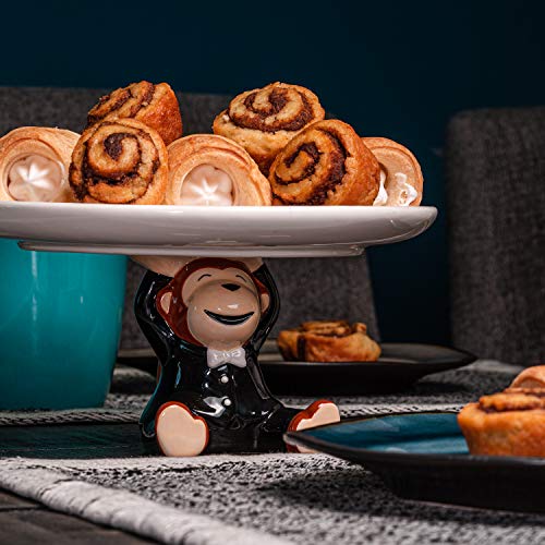 Sixdrop Monkey Cupcake Stand, Large 8.5 Inch Pastry Dessert Plate - Monkey Cake Serving Stand Platter - Fun Monkey Theme Party Accessories Gift Idea #TOP1