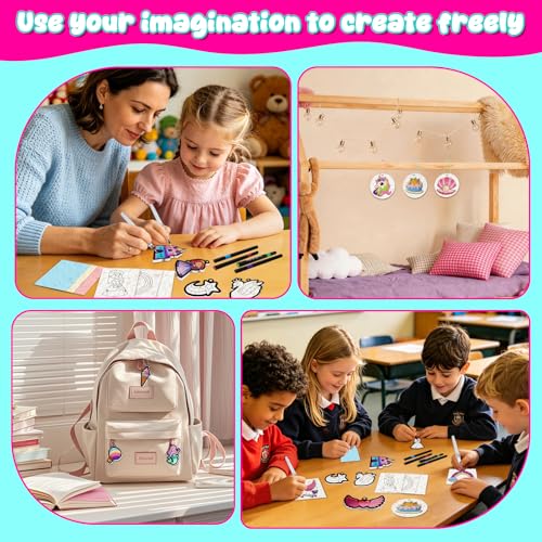 Artnedu 32PCS-Magic Puffy Paint Kit,Princess & Unicorn,3D Art Kit,Mess-Free Paint by Number Craft for Kids, Kids Crafts,Birthday Christmas for Girls & Boys Ages 4, 5, 6, 7, 8, 9, 10 - Image 3