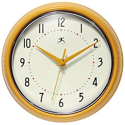 Infinity Instruments LTD. Retro 9 inch Silent Sweep Non Ticking Mid Century Modern Kitchen Diner Wall Clock Infinity Instruments LTD. Retro 9 inch Silent Sweep Non Ticking Mid Century Modern Kitchen Diner