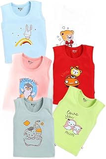 MOON KIDS Boys & Girls Vest (Multicolor, Pack of 6) | You May Receive Any Colour or Print|6-12 Months Price In India