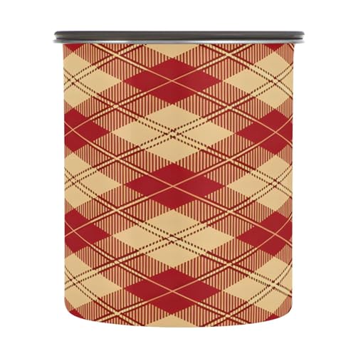Envase hermético retro rojo a cuadros para café 17 oz acero inoxidable miniatura 2