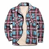 Holzfällerhemd Männer Winterjacke Normale Passform Flanellhemd Winterhemd Holzfällerhemd Innenfutter Hemdjacke Karohemd Button Down Karierthemd Übergangsjacke Herrenhemd Outdoorjacke Bequem Thermohemd