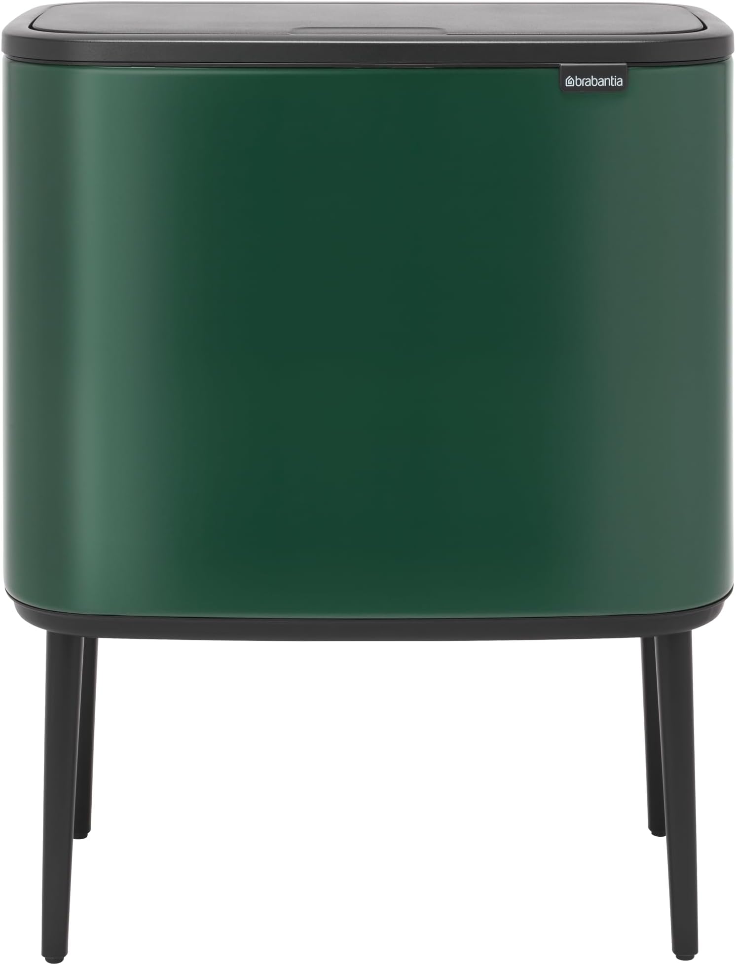 Brabantia Bo Trash Can - 3 + 6 Gal Inner Buckets (Pine Green) Waste/Recycling Garbage Can, Removable Compartments + Free Bags
