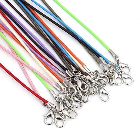 HYBEADS Assorted 20 Imitation Leather Cord Necklaces Mixed Colors 18 Inch Lobster Claw Clasp