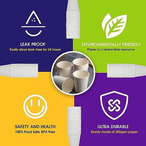 Ginkgo 200 Count 12 oz Disposable Coffee Cups Leak Proof Paper Cups Thickened Paper White Hot Coffee Cups by Ginkgo - Image 3