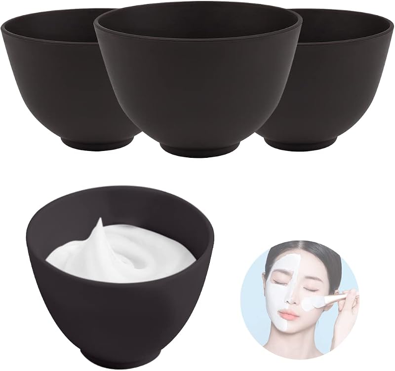 FERCAISH Conjunto com 4 Tigelas de Silicone para Mistura de Máscaras Faciais, Pretas