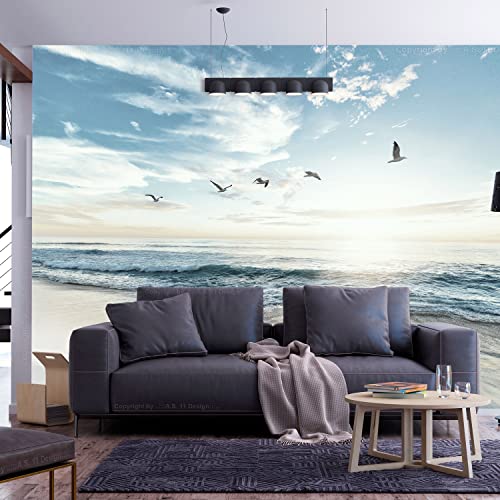 Artgeist Wall Mural Sea Beach 135X101 In - Peel And Stick Self-Adhesive Wallpaper Removable Large Sticker Foil Wall Decor Print Picture Image Design Nature Landscape Sky B-B-10023-A-A #TOP1