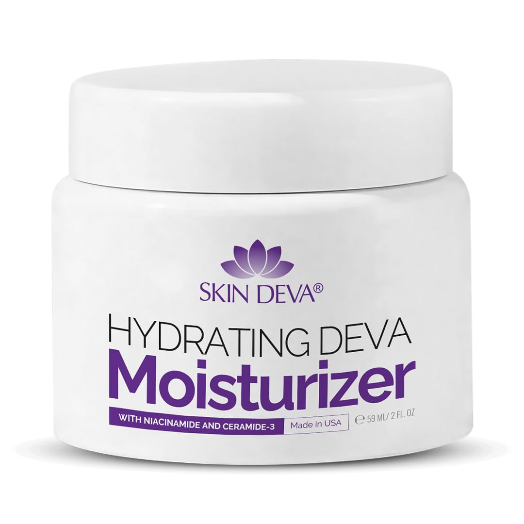 SKIN DEVA Hydrating Moisturizer Cream with Niacinamide & Ceramide Daily Face Cream| Oil Free, Protect, Smooth and Moisturizer, All Day Hydration and Plump Skin, Clean Vegan & Cruelty Free - (2 oz)